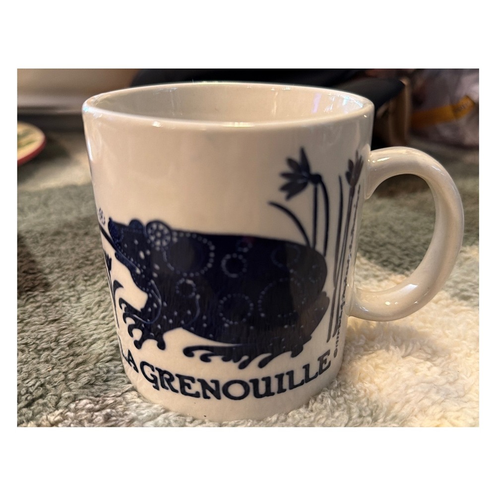 Taylor & Ng La Grenouille Frog Dragonfly Ceramic Coffee Mug French Country Decor